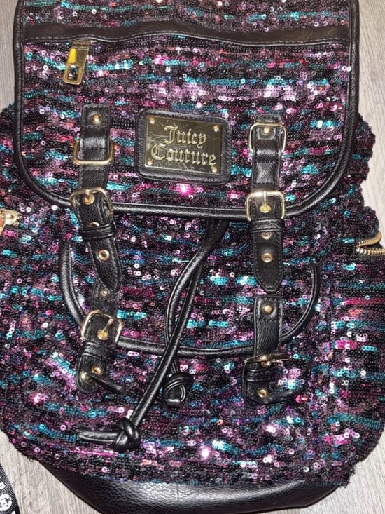 Other - Juicy Couture Sequin Backpack in Black with Pink & Teal Accents